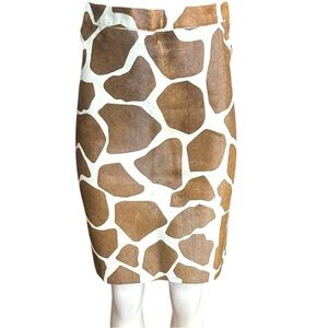 Dsquared² Pony Hair Calfskin Giraffe Print Pencil Skirt Fully Lined Italy